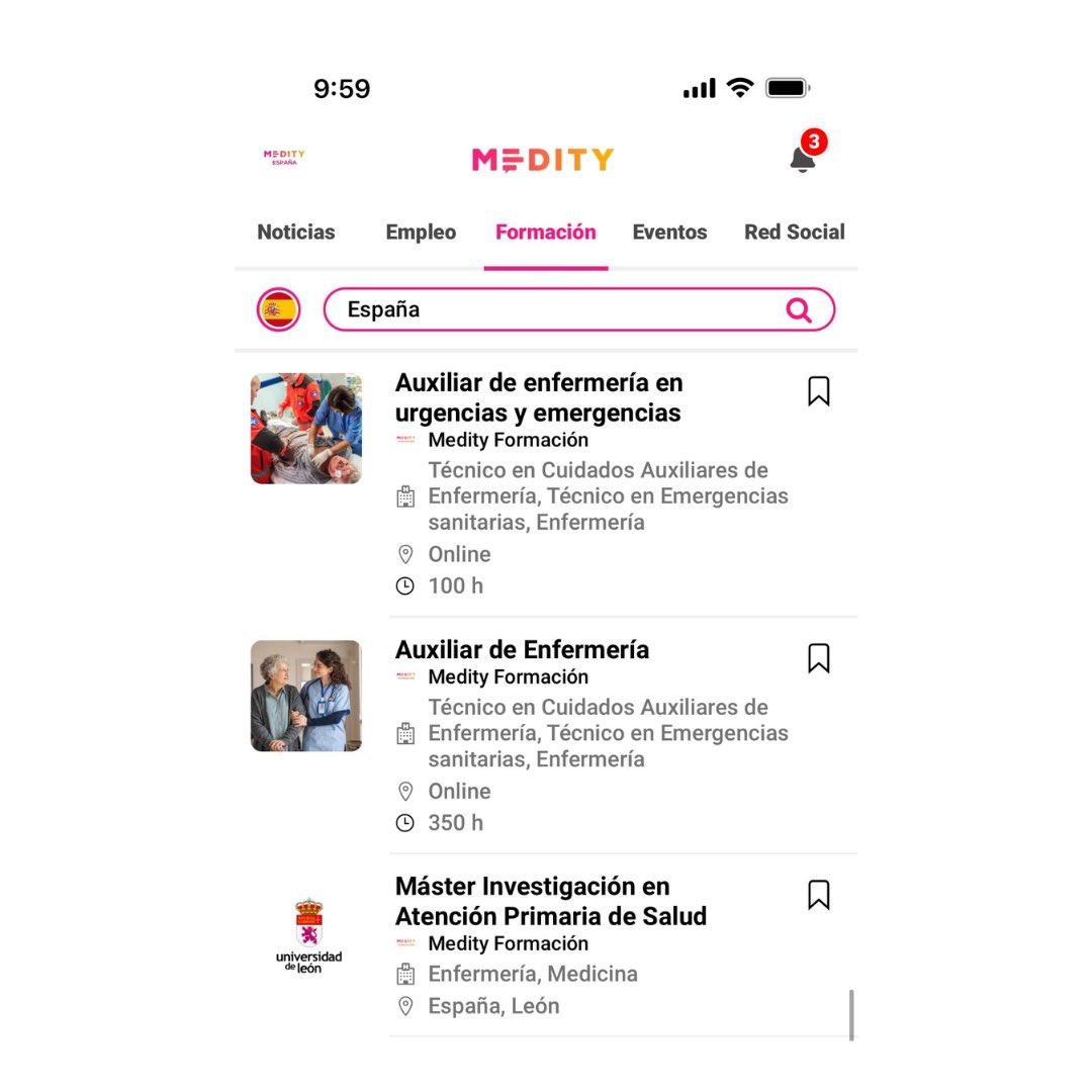 MedityApp's tweet photo. ¿Te gustaría seguir formándote en el sector de la salud? 

Cotillea 👀 todas las formaciones en Medity App 📚🤓

#salud #profesionalesdelasalud #enfermera #medico #farmacia #tcae #medicina #formacion #fisio #curso #master #app https://t.co/Xs0yAg8f4S