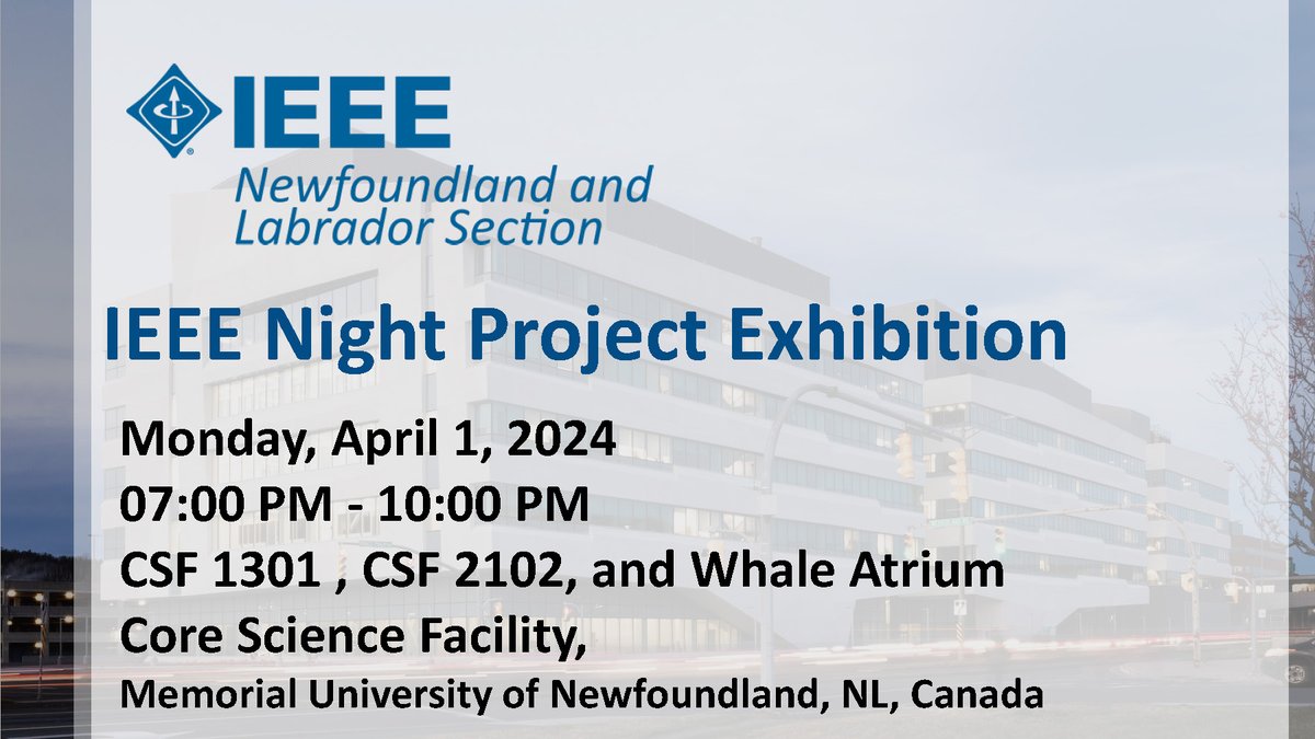 🎉Join us tonight for the IEEE Night Project Exhibition, where term 8 Electrical and Computer Engineering students of @MemorialU  present their capstone projects and receive awards based on their presentations and live demos.
#IEEENL #IEEE #Term8 #CapstoneProjects #Innovation