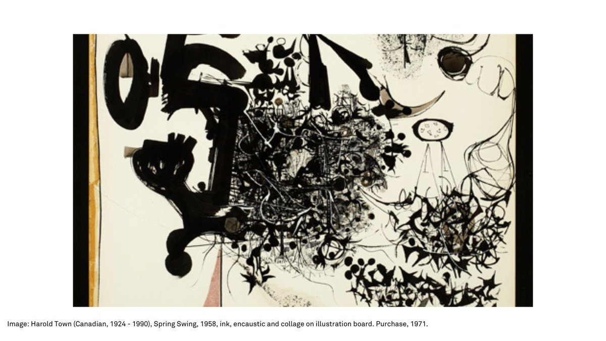 This work by Harold Town captures the spirit and movement of spring. The work can be seen in "Painters Eleven: The Greenberg Effect", a permanent collection show that reflects on the impact of Clement Greenberg's 1957 visit to see Painters Eleven in their studios.
#theRMG