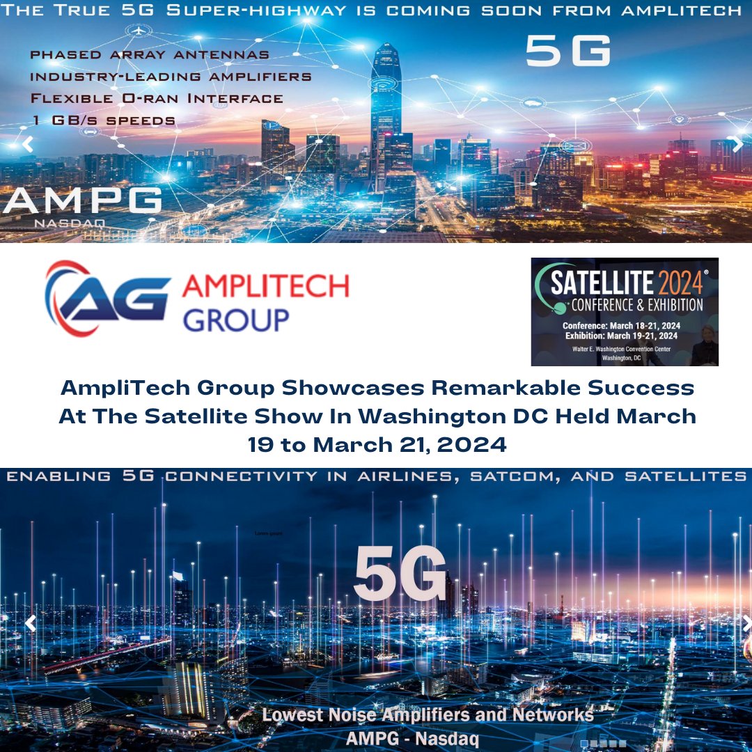 prism_mediawire's tweet photo. $AMPG @AmplitechIr @AmpliTechAMPG AmpliTech Group Showcases Remarkable Success At The Satellite Show In Washington DC Held March 19 to March 21, 2024 - Press Release: https://t.co/5RUHITGZhO #NASDAQ #AMPG #Amplitech #Telecommunication #Satcom #PressRelease #PrismMediaWire #StockMarket