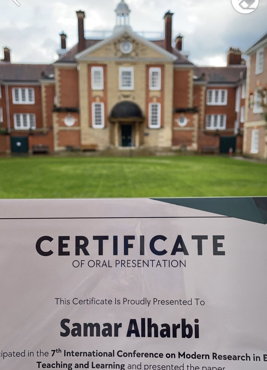 الحمدالله على التيسير والتوفيق 🙏🏼

شاركت في مؤتمر التعليم والتدريس والأبحاث الحديثة والمقام في جامعة اكسفورد استفدت من الاسئلة التي طرحت والإقتراحات التي عرضت من قبل المتخصصين من الدكاترة والبروف في المجال البحثي 🇬🇧🇸🇦