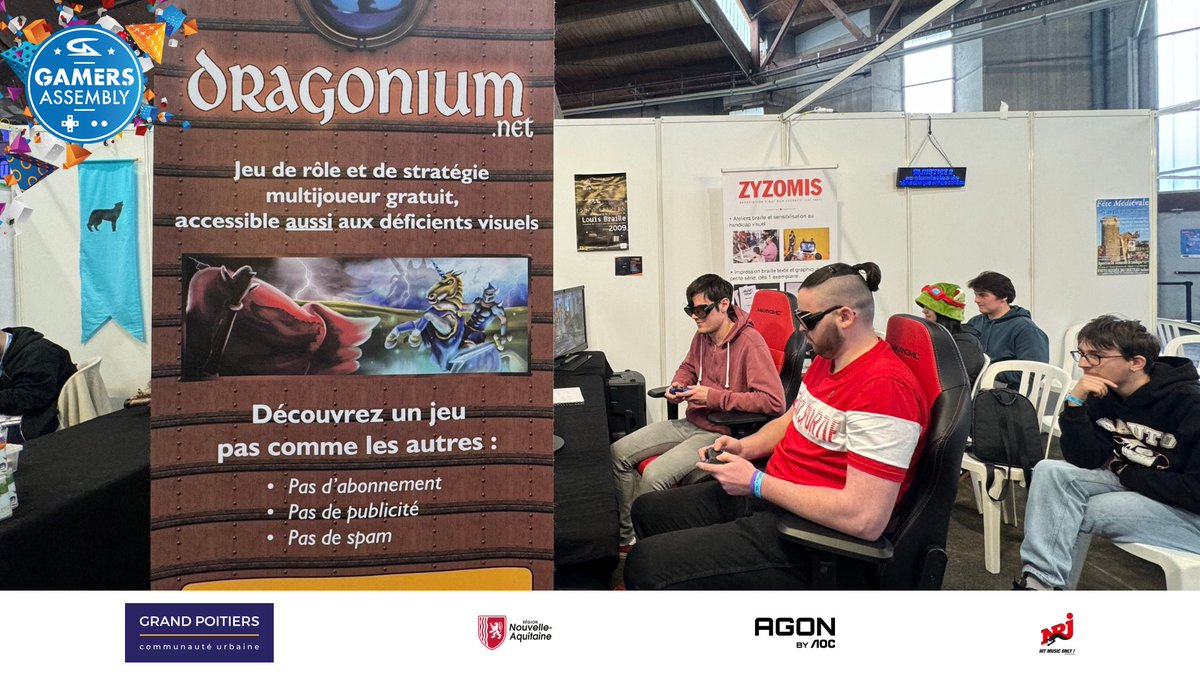 Un MMORPG adapté aux personnes malvoyantes, ça te dit ? Explore l'univers captivant du jeu <a href="/Dragonium_RPG/">Dragonium MMORPG</a>, développé par l'association Zyzomis ! 🤩  

Une expérience rétro et innovante à ne pas manquer à la #GA2024 ou même depuis chez vous.