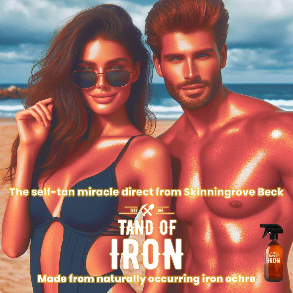 We're massively excited to launch our new product today. Made from the iron ochre found running through Skinningrove Beck, a revolutionary new self-tanning spray: TAND OF IRON. Available from our shop now.