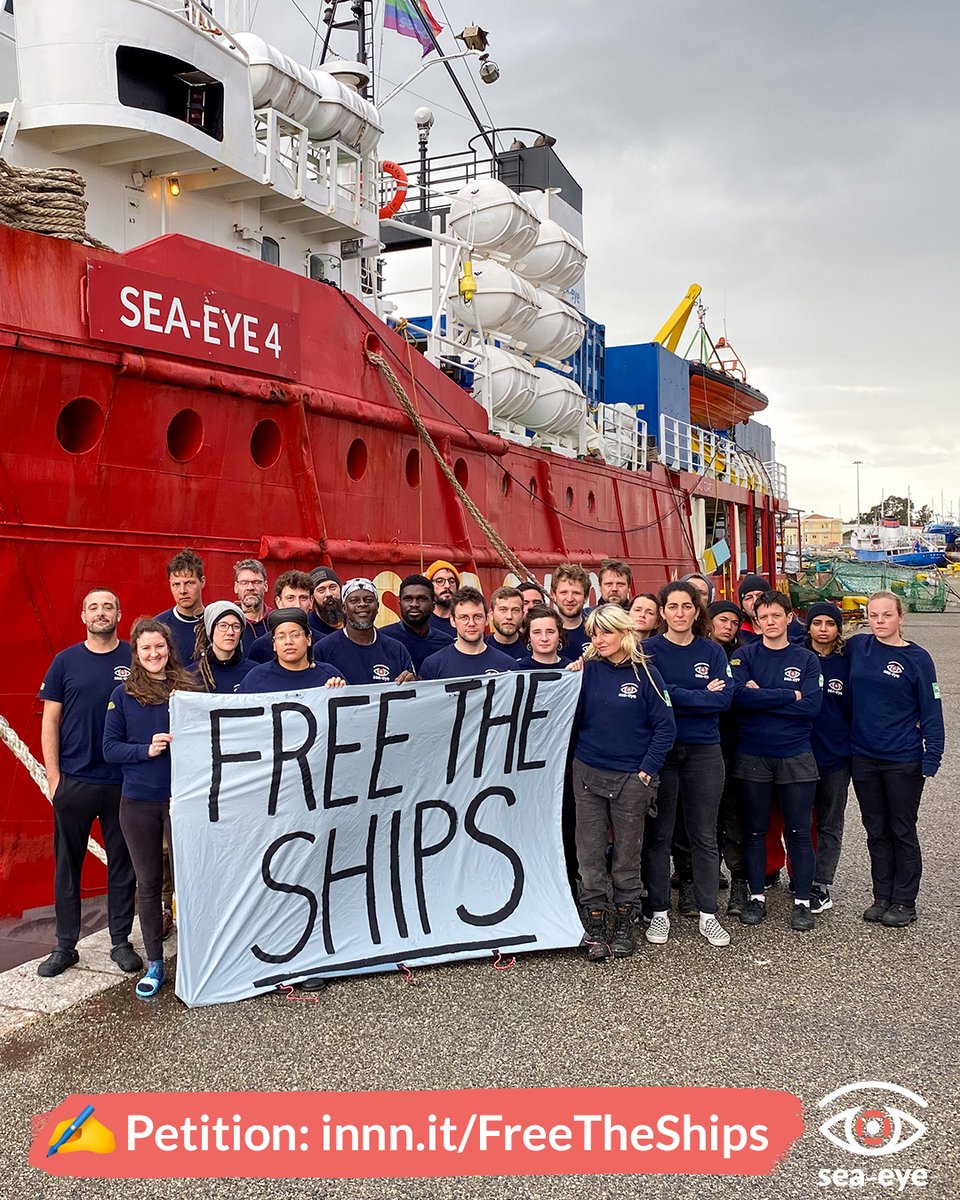 Genau 3 Wochen (!) sitzt die #SEAEYE4 unrechtmäßig im Hafen fest: Über 100 Menschen werden seitdem bereits im Mittelmeer vermisst oder sind ertrunken. Weil italienische Faschist*innen einsatzfähige Rettungsschiffe am Auslaufen hindern. Protestiere hier: innn.it/FreeTheShips