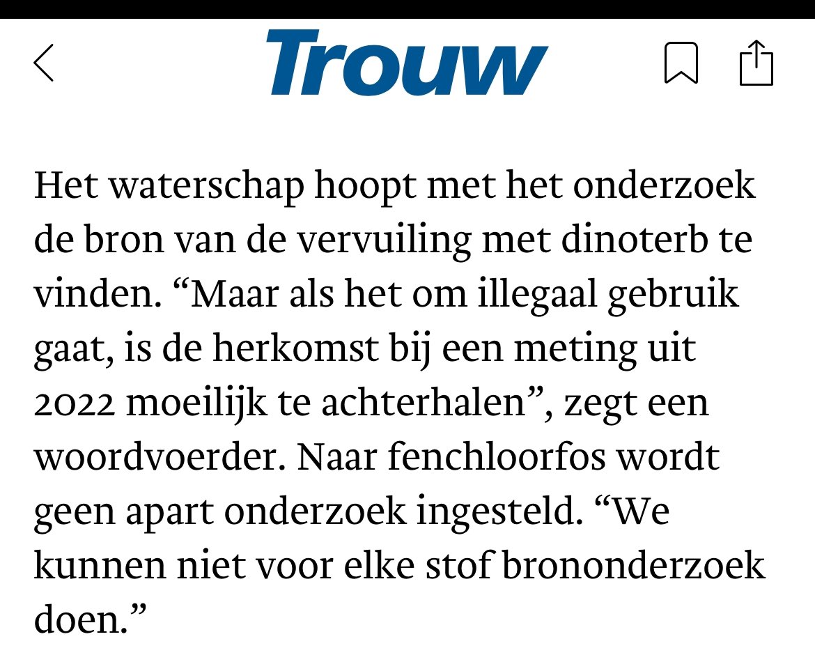 En nog zo een: we kunnen niet voor elke stof onderzoek doen. Dat biedt kansen mensen. Want alleen dinoterb wordt onderzocht. Groen licht🚦voor alle andere middelen met dank aan het waterschap.