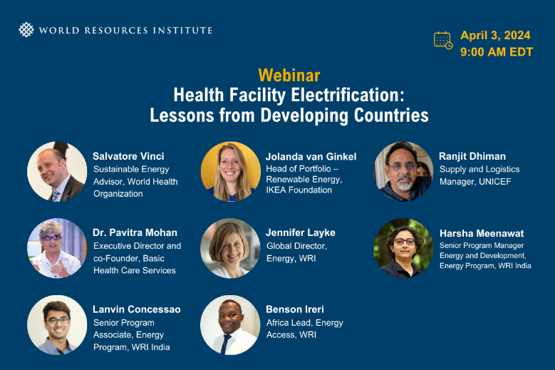 Nearly one billion people in the Global South lack access to reliable electricity in health facilities. Join @WRIEnergy on April 3 for a webinar showcasing how #RenewableEnergy is transforming healthcare in India and sub-Saharan Africa ➡️ bit.ly/4akqpAc