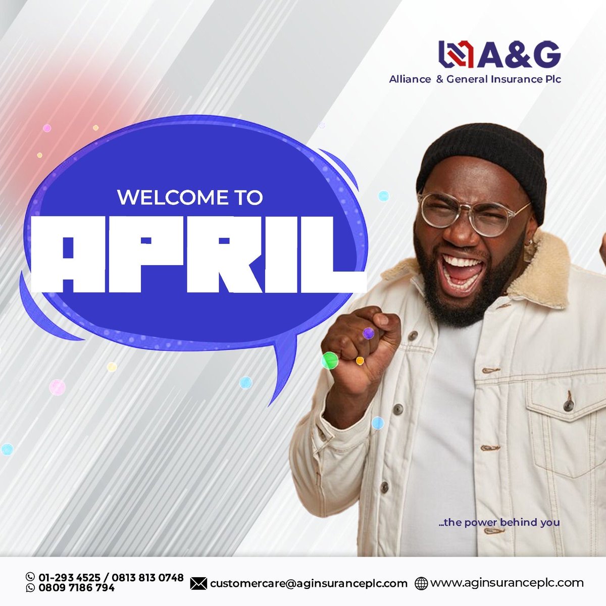 Happy New Month! 

Wishing all our valued clients and followers a month filled with prosperity, peace, and protection. 

Let's make this month one to remember together. 

#AllianceInsurance #NewMonth #AprilWishes