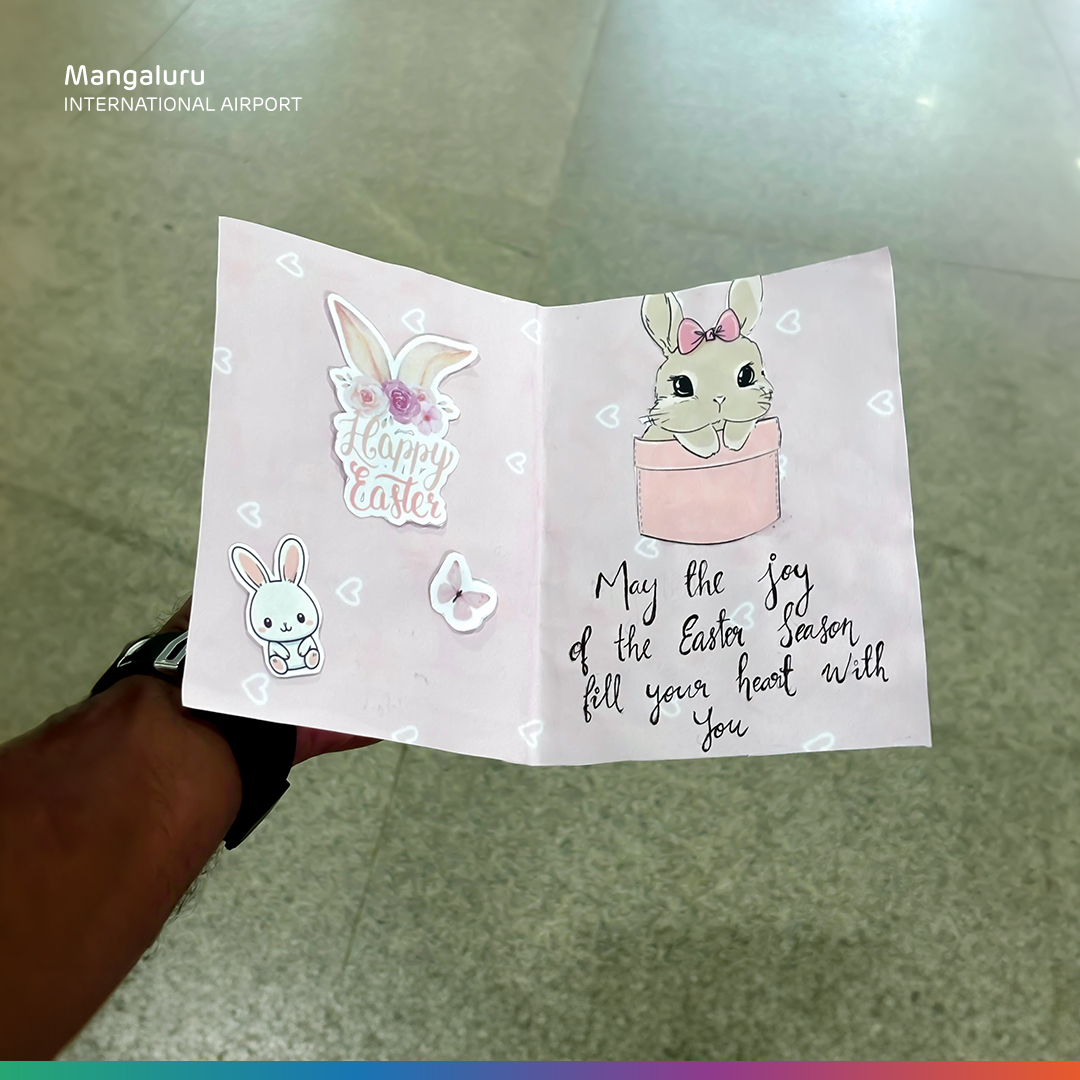 The #Easter festivities at #MangaluruAirport were carried out with great aplomb. Our dedicated executives presented young travellers with beautiful Easter wish cards. Here are some happy moments captured as we bid farewell to our budding travellers with joy and happiness.