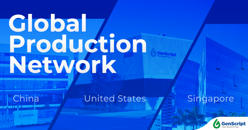GenScript's tweet photo. Discover GenScript's global production network, merging local reliability with global speed! Enjoy top-quality gene synthesis, cloning, & plasmid DNA services across China, US, & Singapore. Trust GenScript to drive innovation in academia and industry! 🌐🧬 #GenScript #Innovation