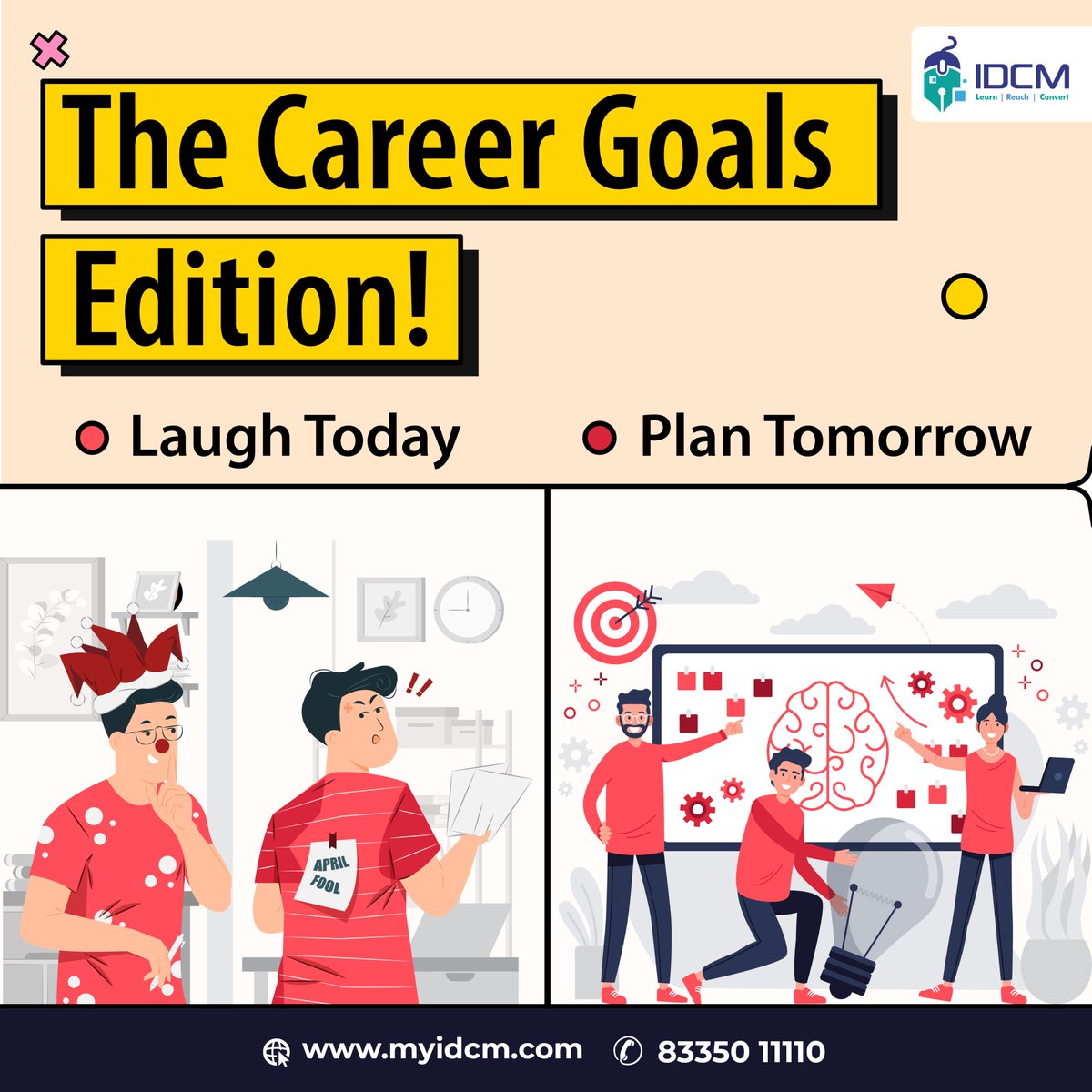 Enjoy April Fool's Day with laughter, but don't forget to plan for your career goals tomorrow! 🎯
#AprilFoolsDay

#myIDCM #LearnWithIDCM #DigitalMarketing #IAmDigitalReady #WinningStrokewithIDCM #careergrowth #careergoals #April #AprilFools #AprilFoolsDay #1stApril