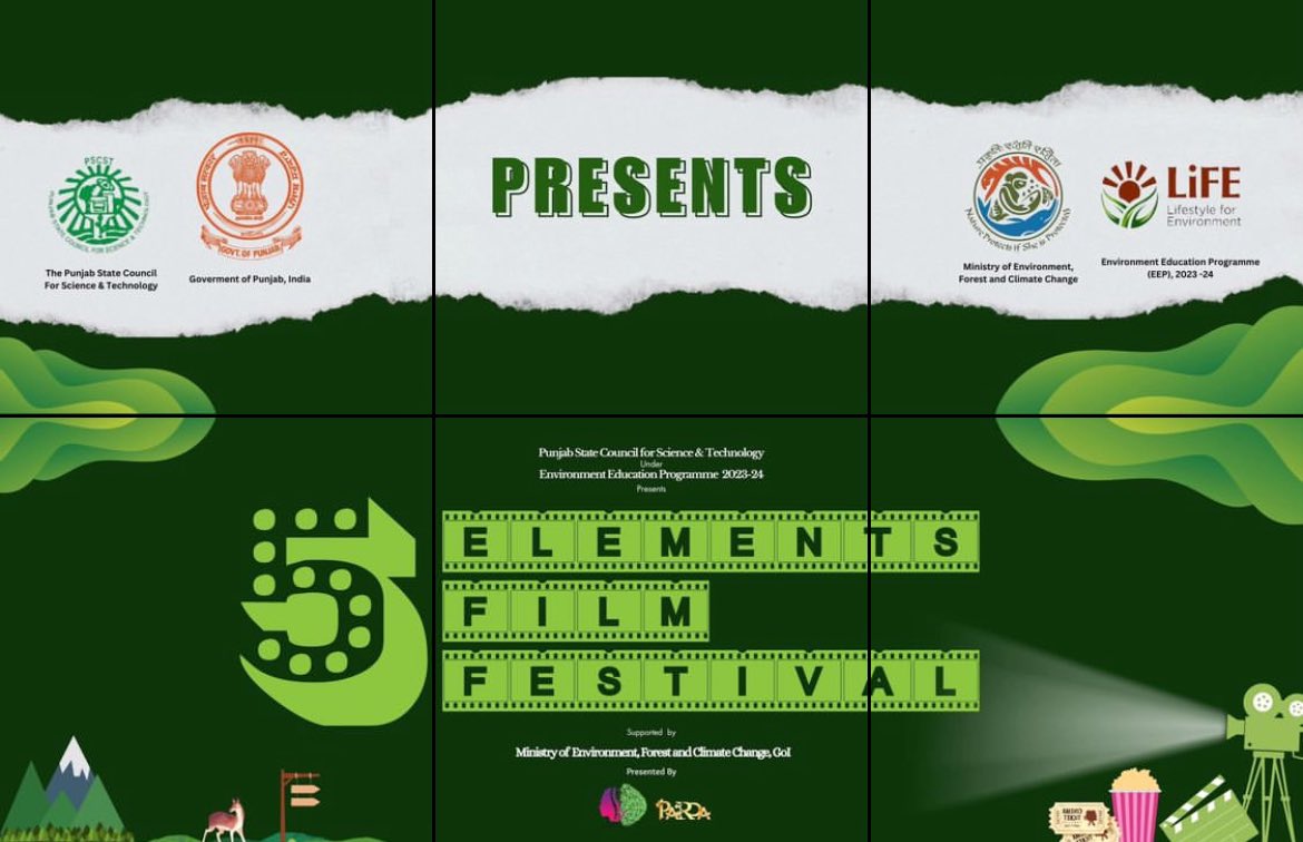 Save the dates for an unforgettable cinematic journey at the 5 Elements Film Festival happening on April 15th-17th, @CU_Chd . Presented by @PSCST_GoP Supported by @moefcc Organised by @AdahFoundation,PARDA Let's come together to celebrate and learn. Don't miss out! 🎬 #5eff