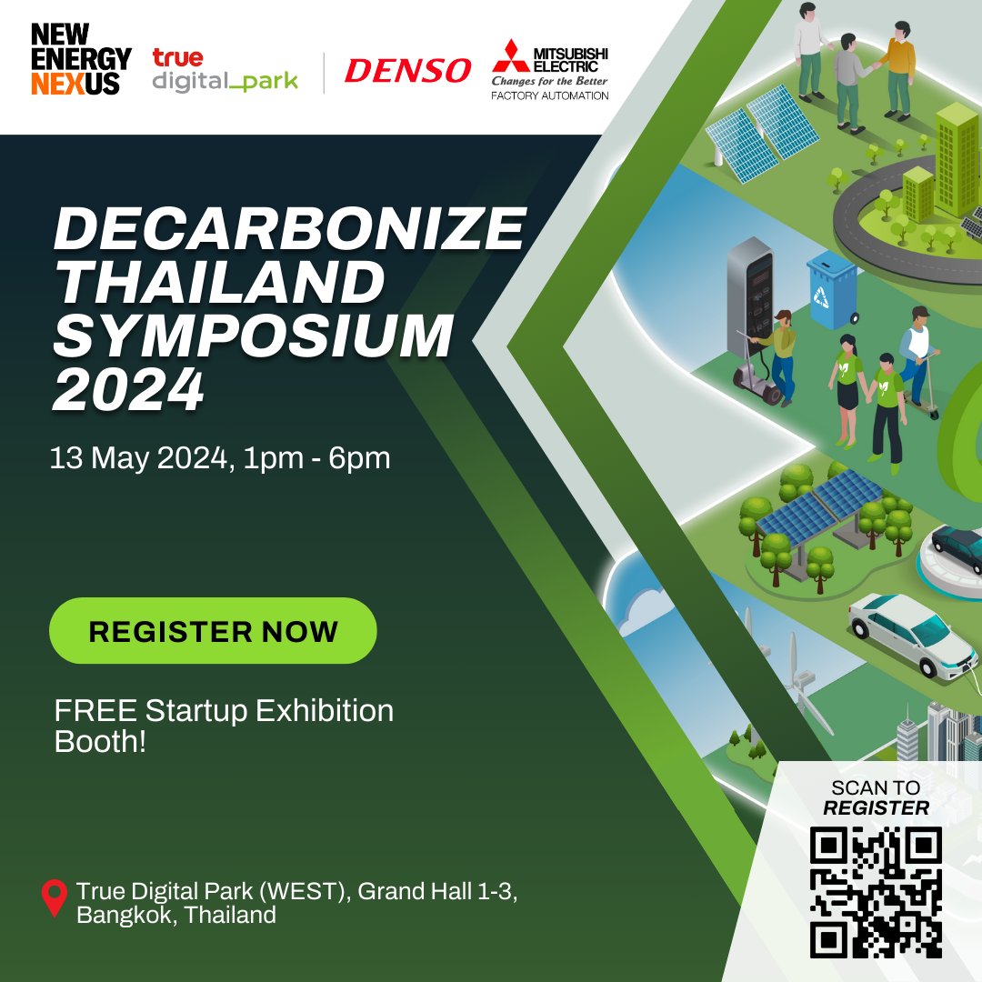 🚀 Ready to showcase your clean tech solution globally? Join 'Decarbonize Thailand Symposium 2024' with @TDigitalpark to drive sustainable growth in Thailand. 🇹🇭 Learn more 👉 cutt.ly/4w9TycCZ Apply by 16 Apr 👉 cutt.ly/kw9TyBhz