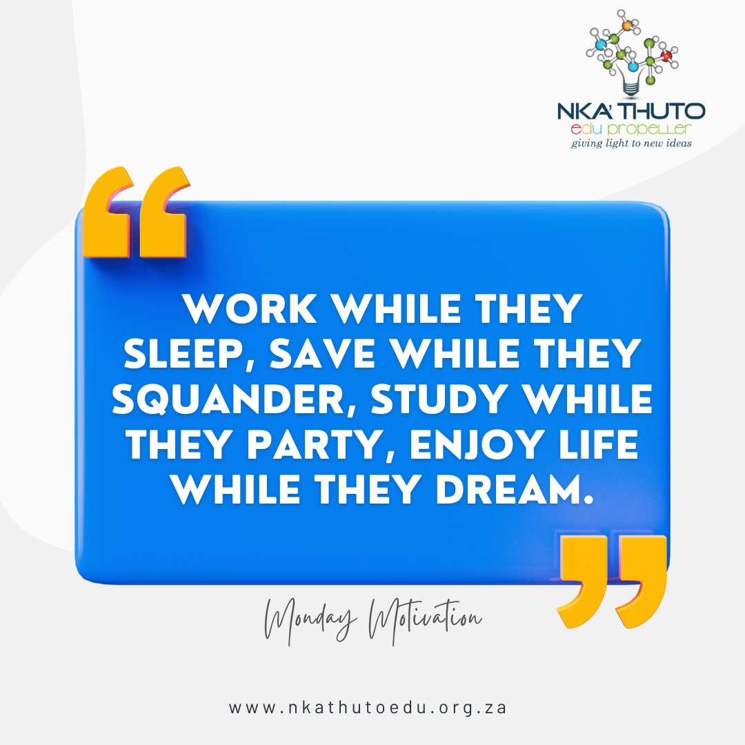 Embrace the mantra: 'Work while they sleep, save while they squander, study while they party, enjoy life while they dream.' It's about finding balance in hustle, frugality, education, and joy, shaping a life of purpose and fulfillment. #LifeGoals #MotivationMonday