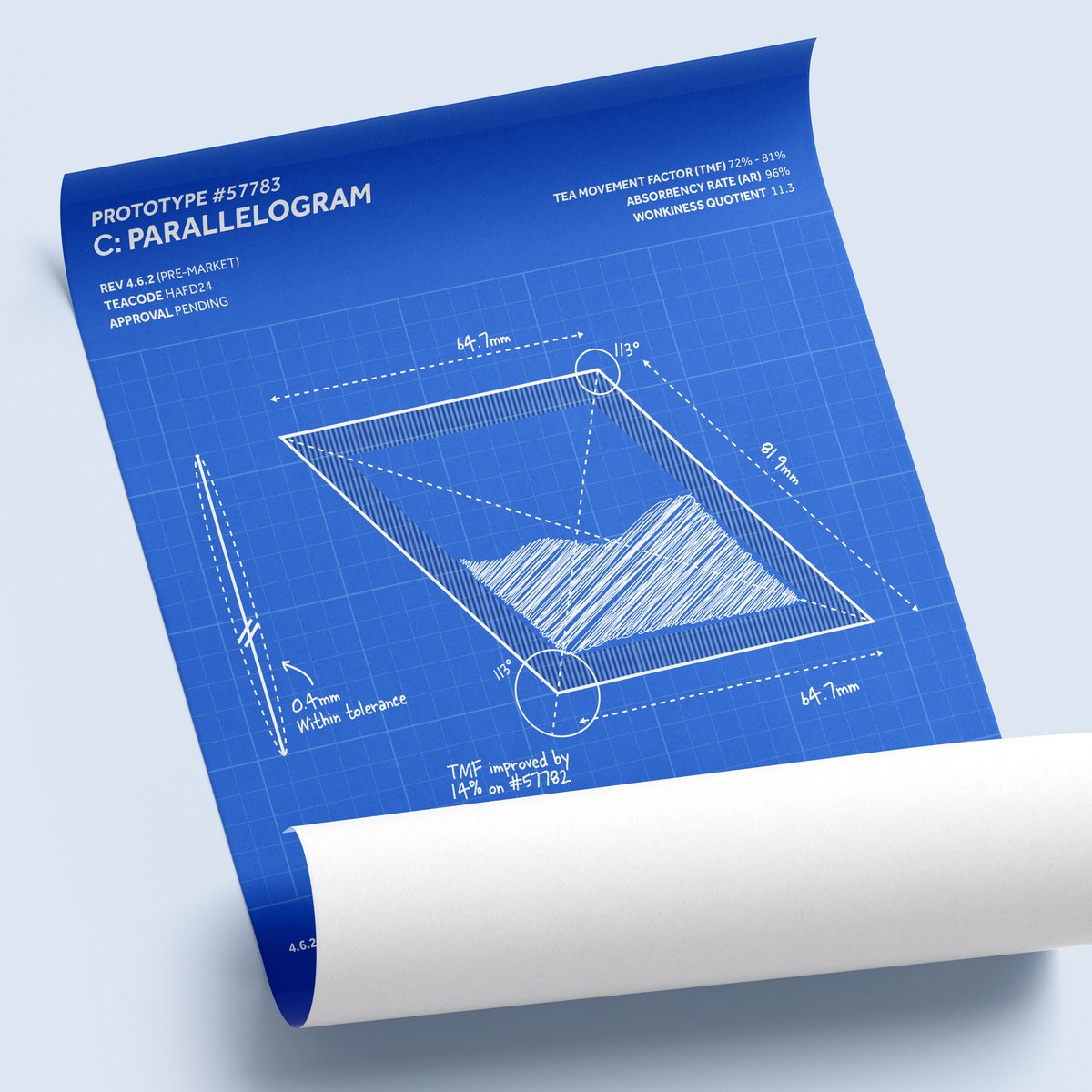 Square tea bags? We’ve always hated them! It’s time to change the game. Welcome to the cutting edge of brewing technology - the parallelogram bag. Available in shops from today.