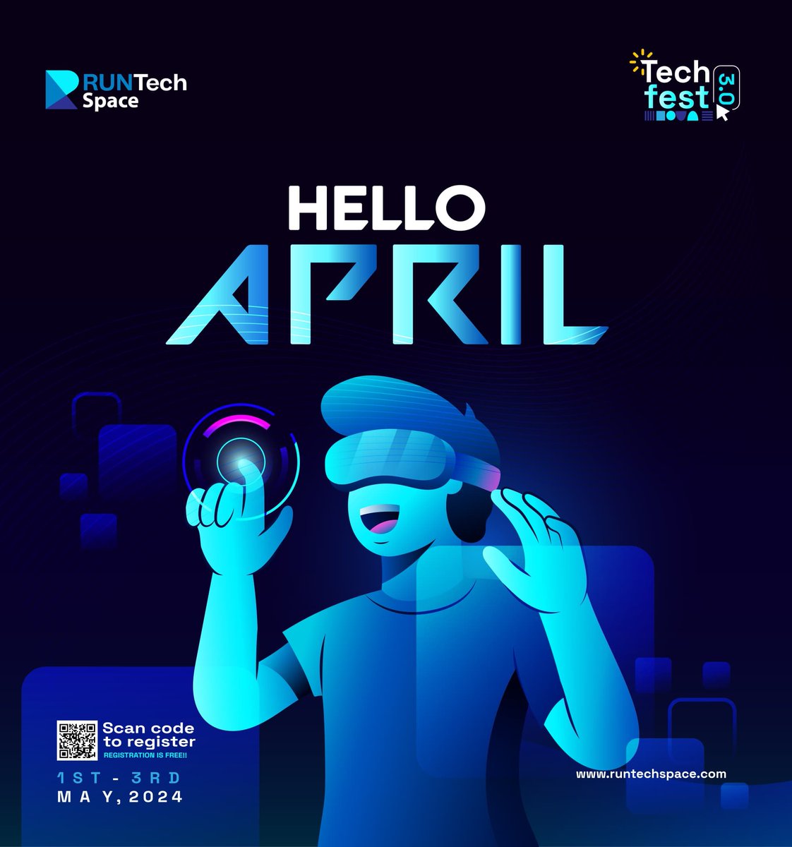 RunTechSpace_'s tweet photo. RUNTECHSPACE welcomes everyone to the second quarter of the year 2024✨

May this month of April be filled with ease and endless opportunities for us all🙏✨

 WELCOME TO APRIL🌼

 PS: IT'S TECHFEST SEASON!!! 🚀
#runtechspace #April https://t.co/aYM96gE8dB