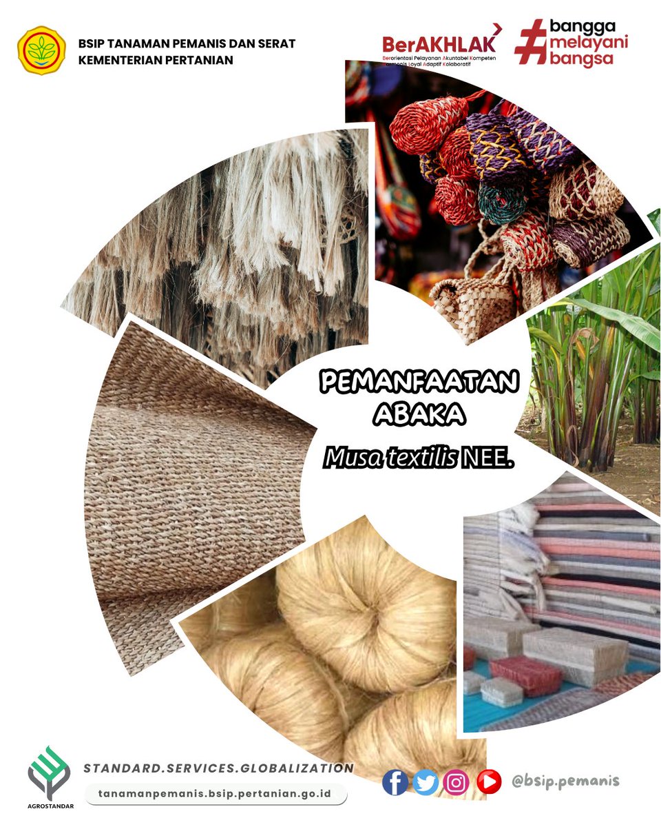 BRMPPemanis's tweet photo. #FrenSIP, tahu ndak sih serat abaka bisa dimanfaatkan untuk apa saja...? Yuk, simak informasinya berikut ini...!

#bsip
#bsipkementan
#bsippemanis
#bsipperkebunan
#kementerianpertanian
#serat
#pisang
#abaka https://t.co/K9xVEkHQxT