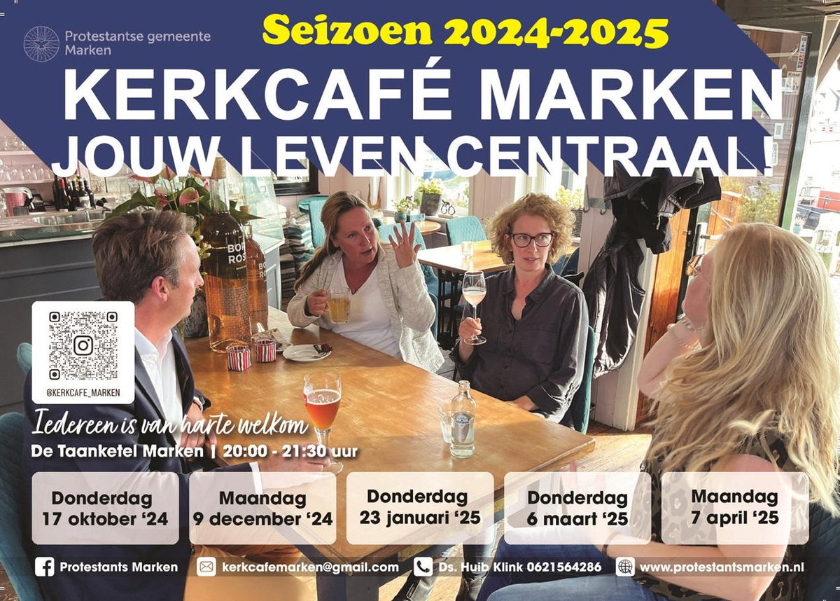Data Kerkcafé Marken seizoen 2024-2025
📍  Brasserie Rest. 'De Taanketel' aan de Havenbuurt
🗓️  donderdag 17 okt. 2024, maandag 9 dec. 2024, donderdag 23 jan. 2025, donderdag 6 mrt. 2025 en maandag 7 apr. 2025
markernieuws.com/2024/18654.htm #Marken #KerkCafeMarken #Taanketel @HuibKlink3