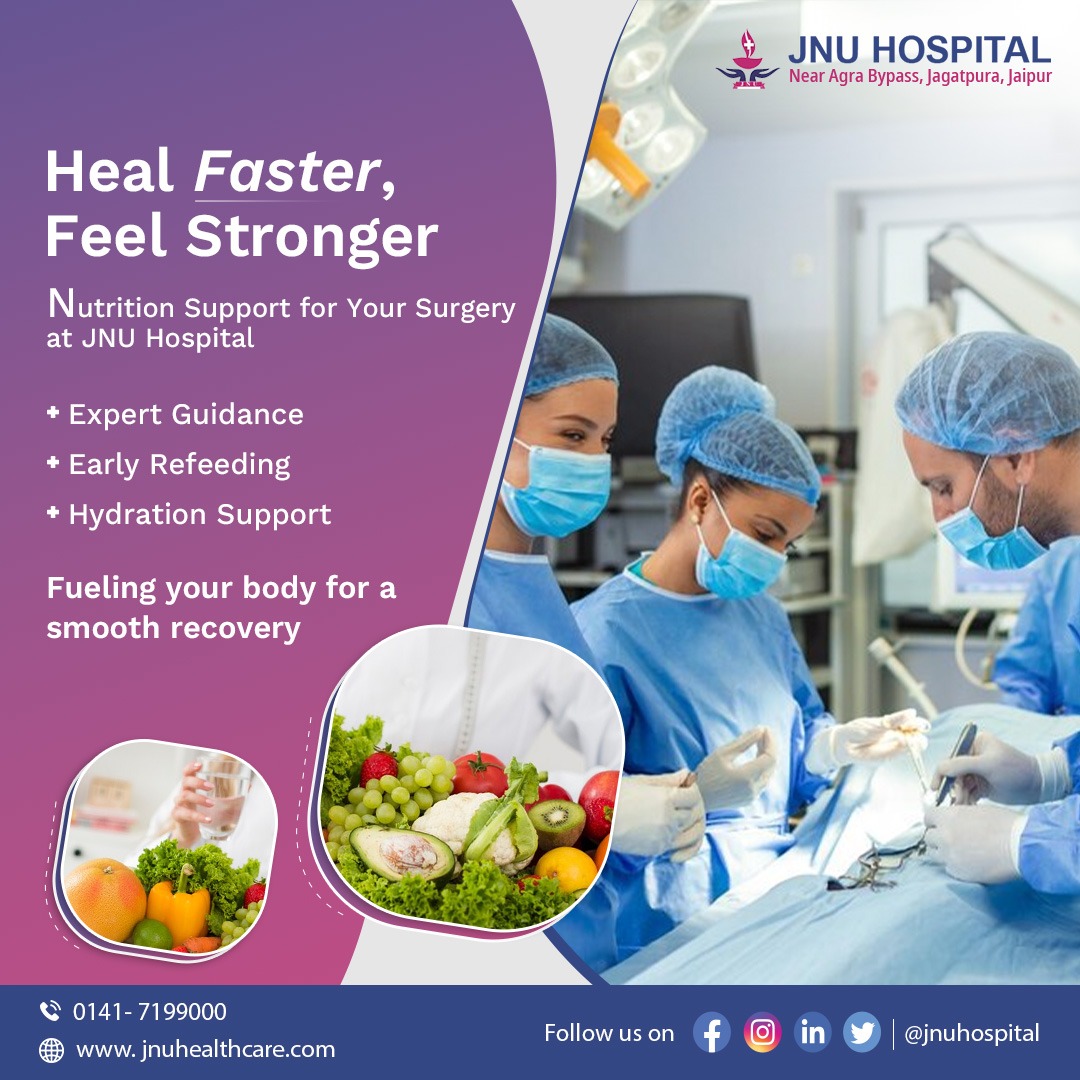 JnuHospital's tweet image. Experience faster healing and renewed strength with tailored nutrition support at JNU Hospital. 💪🍏 Our expert guidance, early refeeding, and hydration support ensure your body gets the fuel it needs for a smooth recovery. 

#JNUHospital #NutritionSupport #SmoothRecovery