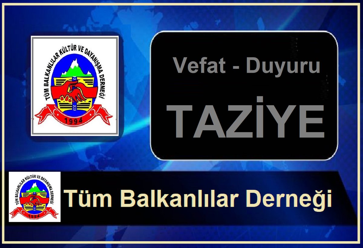 Tüm Balkanlılar Dernek Gönüllümüz, Kalkandelenli Merhum Şükrü Dayreci'nin Eşi, Merhum Şeref, Semra  ve Aydın'ın Annesi 'Sabriye Deral' ’ın hakkın rahmetine kavuştu.
1 Nisan 2024 Pazartesi ÖĞLEN Namazı Alibeyköy Merkez Camii’nden kaldırılacaktır.
Tüm ölmüşlerimize Rahmet eylesin