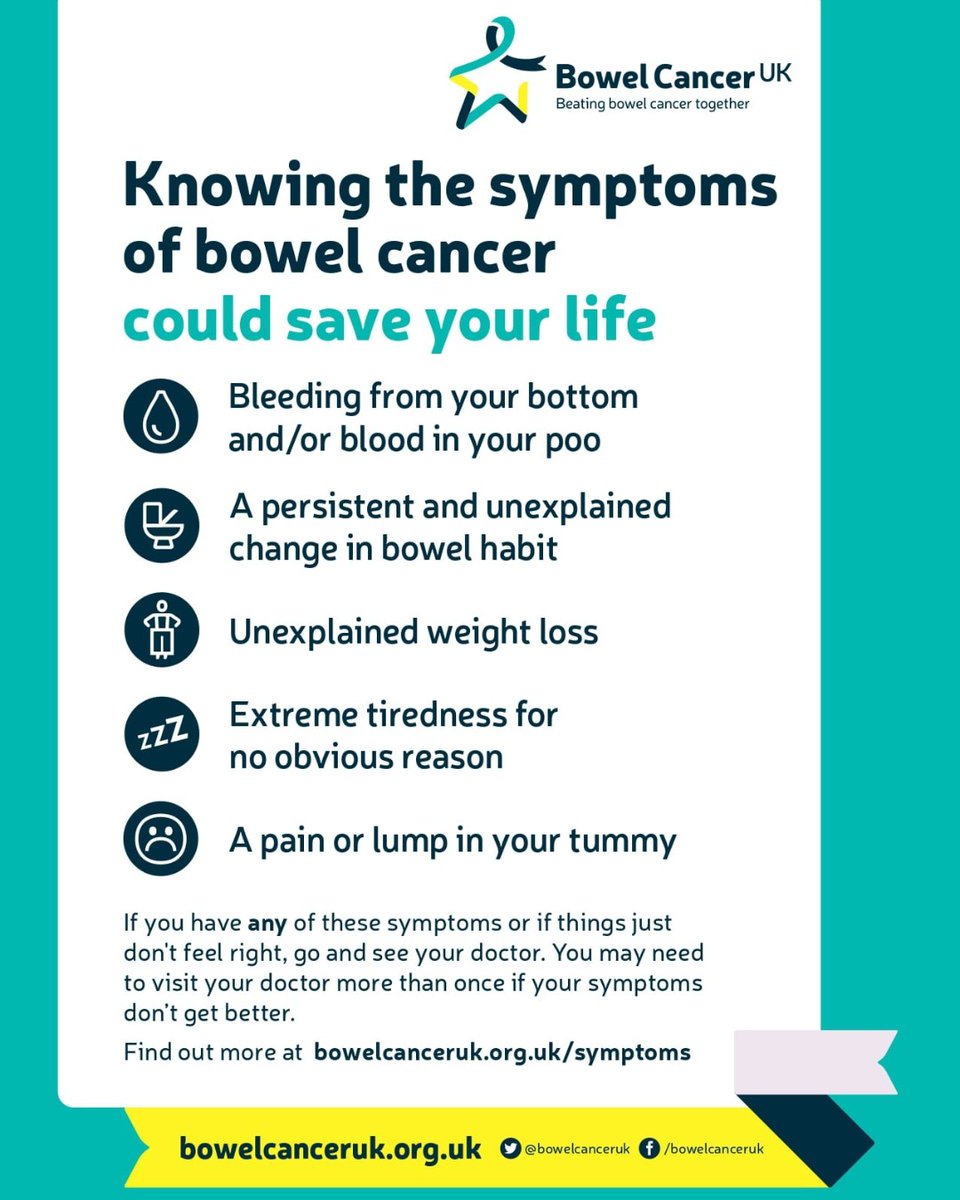 Our hospital offers bowel screening to people across Norfolk aged between 56 and 74. They are sent an easy to use test kit in the post every 2 years. If you're concerned about symptoms contact your GP. Do not wait until your next bowel screening test.