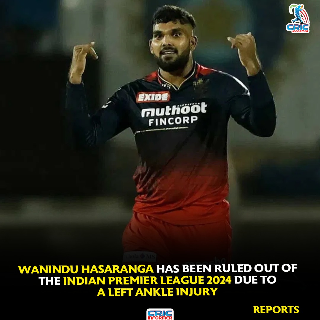 Wanindu Hasaranga has been ruled out of the Indian Premier League 2024 due to a left ankle injury - Reports

#IPL2024  #waninduhasaranga #SRHvsGT #Cricket #IPLUpdate