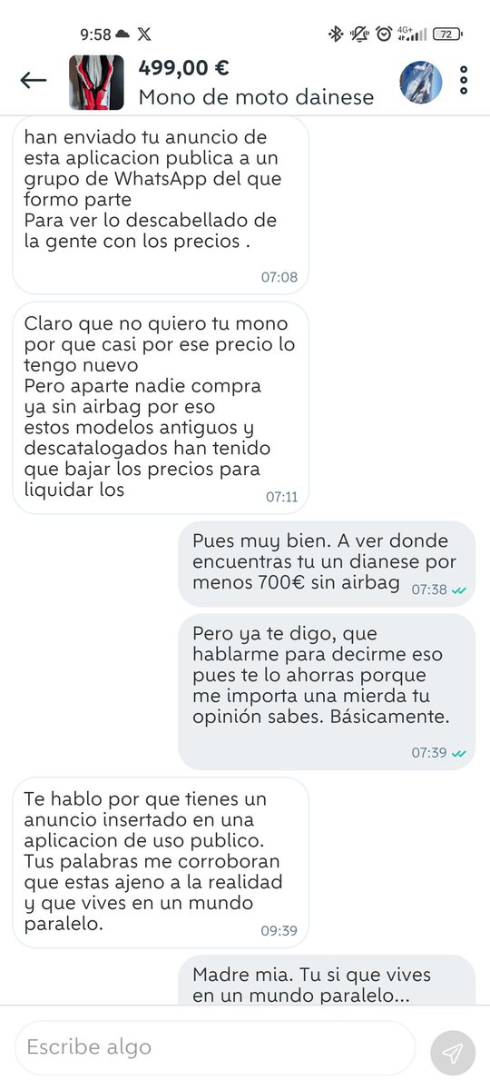 juastiri's tweet photo. Podría hacer un hilo de gente pesada que me habla en wallapop y no se acabaría. Un hurra por los altruistas de wallapop. Caballeros de la justicia.
Espero que este chico se haya sacado ya el palo de escoba del culo... #Wallapop https://t.co/uyi9GJdVPE