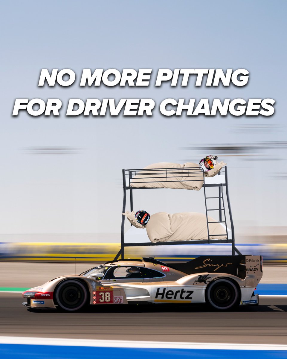 Sleeper mode coming for Le Mans 🛌 By changing drivers out on track we hope to shave off valuable seconds during races 👊 #HertzTeamJOTA #JOTASport