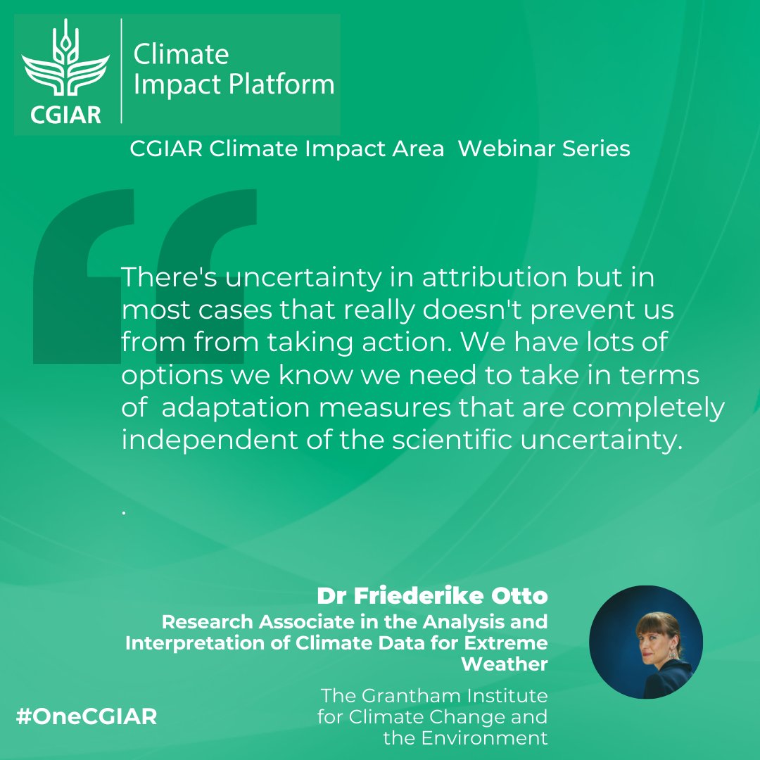 🌍 What are the legal and policy implications of attribution science in understanding climate change impacts? Our recent webinar featuring @FrediOtto explores its role in #climatelitigation and #LossAndDamage assessments. Learn more: on.cgiar.org/3PGJaWz
@aditimukherji