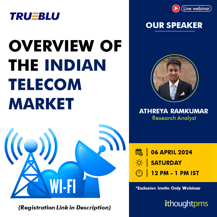 ithoughtpms's tweet photo. Overview of the Indian #TelecomMarket
In this #webinar, we will discuss:
1. Overview of the Indian Telecom Market.
2. What is the medium-term outlook for the sector?
& much more!
Join @athreya7777 on Sat, 6th April at 12 PM.
Reg Link: https://t.co/bJjBAv3Us1 https://t.co/WgGqnTEolj