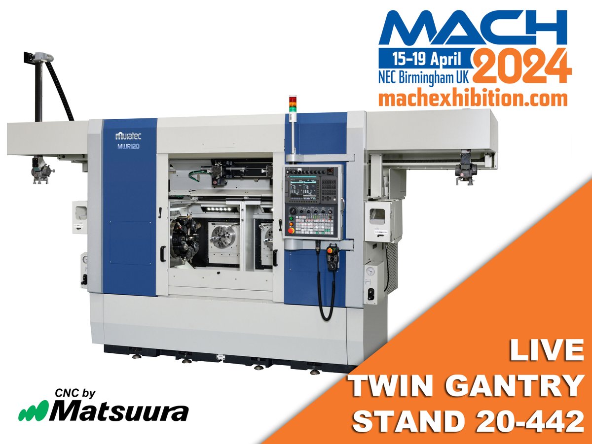 Matsuura are delighted to announce that we will exhibit a fully automated 𝗠𝗨𝗥𝗔𝗧𝗘𝗖 𝗠𝗪𝗥𝟭𝟮𝟬𝗚 at #MACH2024 on stand 20-442!

Save the date; April 15th to the 19th at the NEC Birmingham.

Cannot wait? Call us on 01530 511400 to view our UK Stock MURATEC machines.