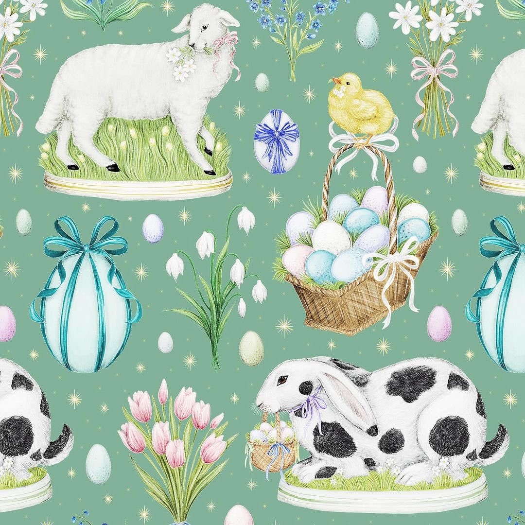 𝓗𝓪𝓹𝓹𝔂 𝓔𝓪𝓼𝓽𝓮𝓻 🥚🌷🪻🐥🐇🌿🐑🪺 New work by my lovely artist Catherine Rowe; Victoriana Easter 🎀 Wishing you all a HAPPY EASTER 🥚🌷🐥🐇🪻🎀 ~ from all of us at Jehane Ltd