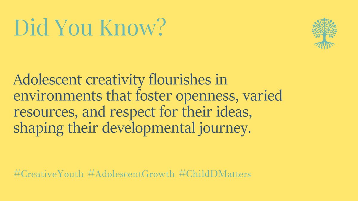 Adolescent creativity flourishes in environments that foster openness, varied resources, and respect for their ideas, shaping their developmental journey. #CreativeYouth #AdolescentGrowth #ChildDMatters 1/5