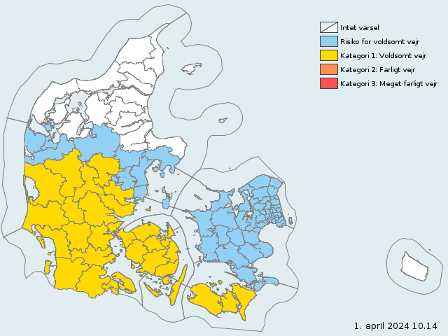 DMI varsel om kraftig regn : dmi.dk/varsler/