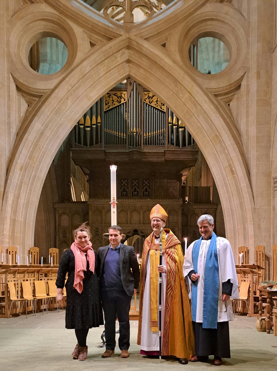 Bishop Michael attended the Easter Vigil @WellsCathedral1 yesterday and confirmed four candidates. Two from Church Wells and two from @sixpilgrims Many congratulations to them all.