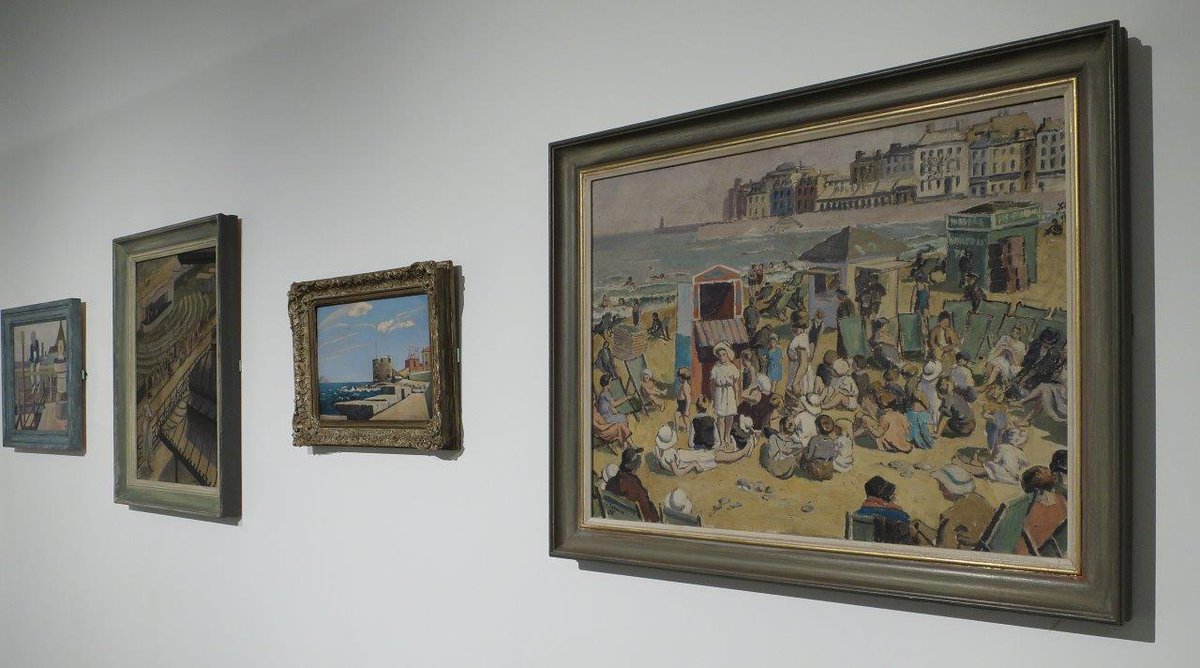 With it being a #BankHoliday, I thought I'd start today with one which might be appropriate. This is 'Punch & Judy, Margate Sands' by Cecil Osborne from 1936.It featured in our recent show @LighthousePoole that closed on 08/04/23. #CecilOsborne #Margate