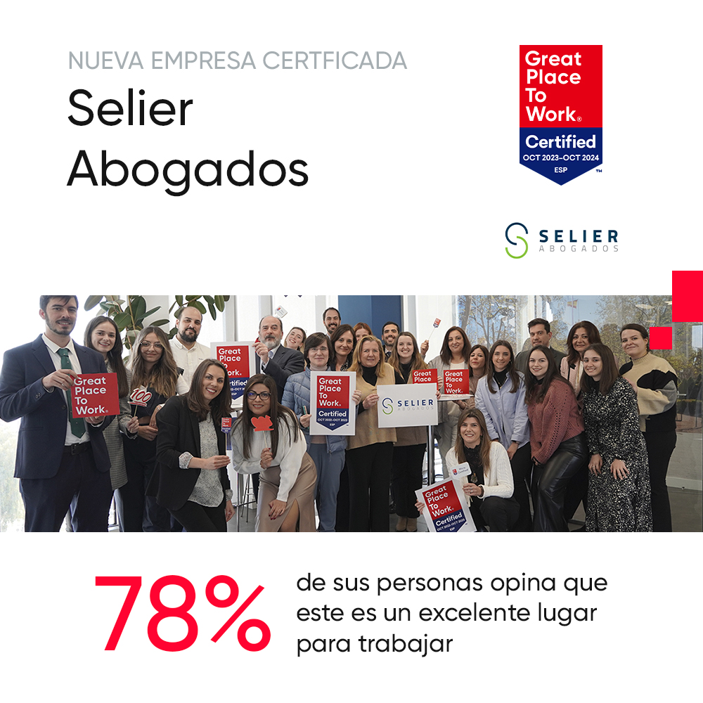 👏 ¡Selier Abogados obtiene la Certificación™ Great Place To Work®! ¡Bienvenid@s a la #ComunidadGreat! 🎉 🏅 El 78% de las personas de @SelierAbogados opina que este es un excelente lugar para trabajar. 📍 Visita su #PerfilGreat en: greatplacetowork.es/selier-abogado… #GPTWcertifiedES