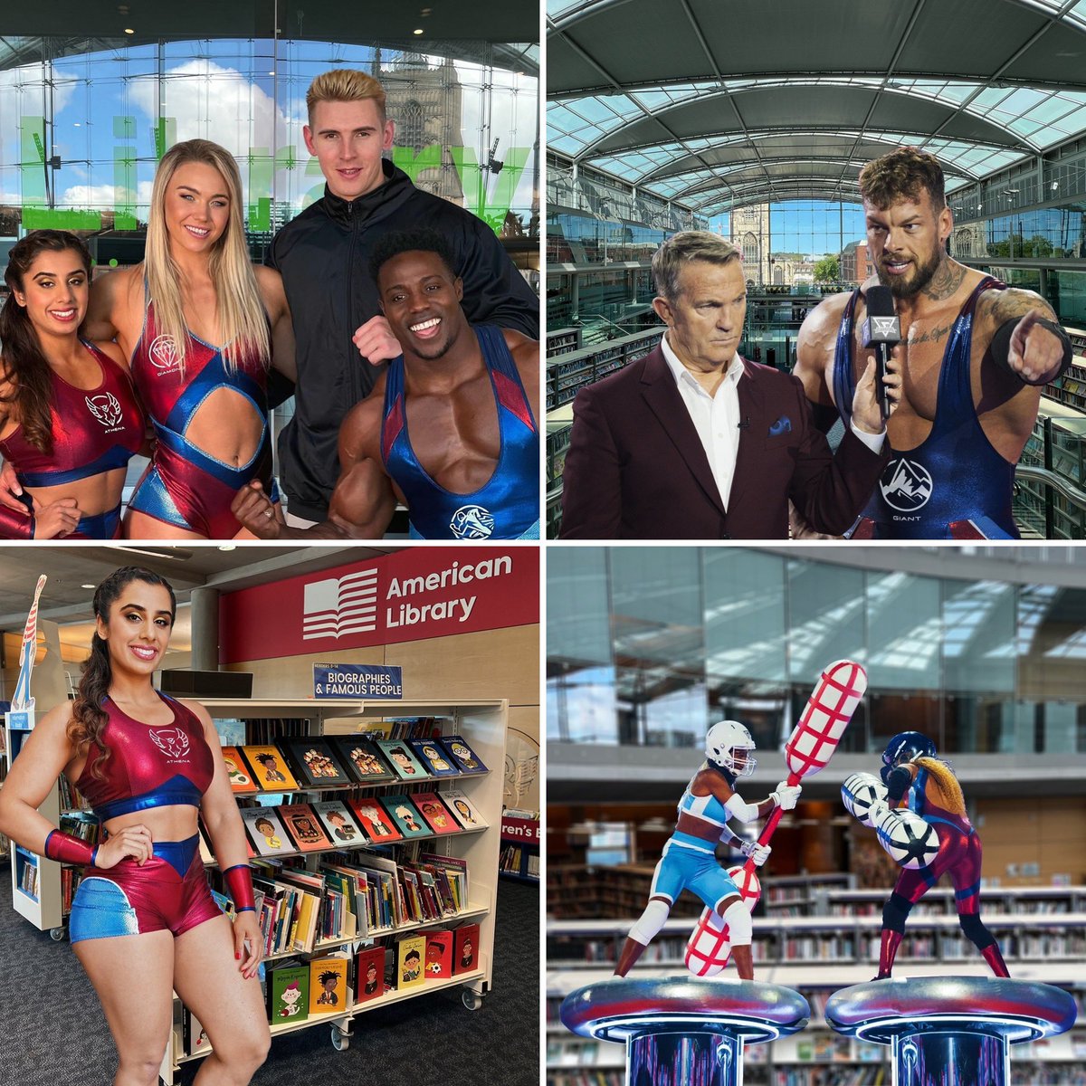 BREAKING NEWS! We are absolutely delighted to officially announce that our flagship @MillenniumLib will be hosting series 2 of Gladiators! There will even be some new library-themed events alongside the old faves, including ‘Trolley Dash’, ‘Shelving Maze’ and ‘The Stampinator’.