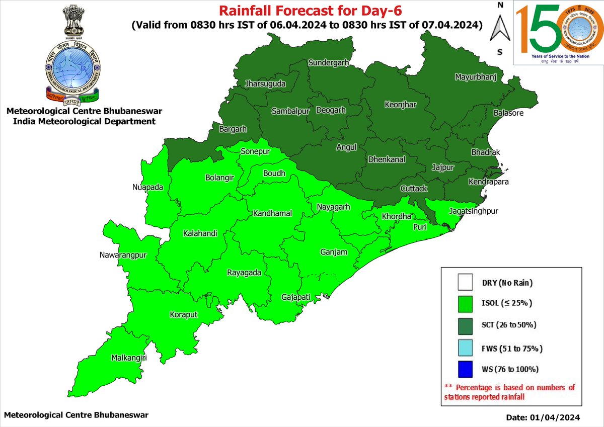 mcbbsr's tweet photo. #Rainfall Forecast for Day-4  to Day-7 :- 
Day-1 to Day- 3: DRY https://t.co/B8v1yevRzM