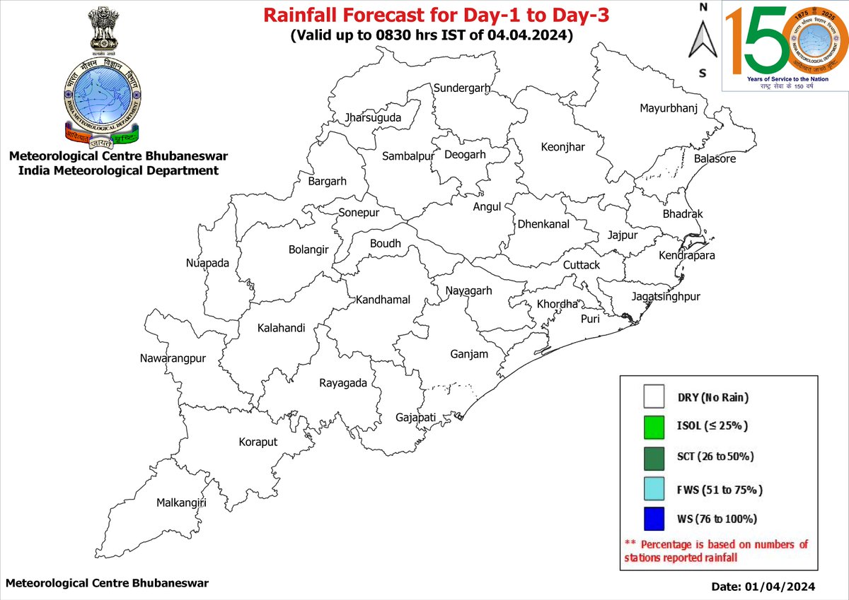 mcbbsr's tweet photo. #Rainfall Forecast for Day-4  to Day-7 :- 
Day-1 to Day- 3: DRY https://t.co/B8v1yevRzM