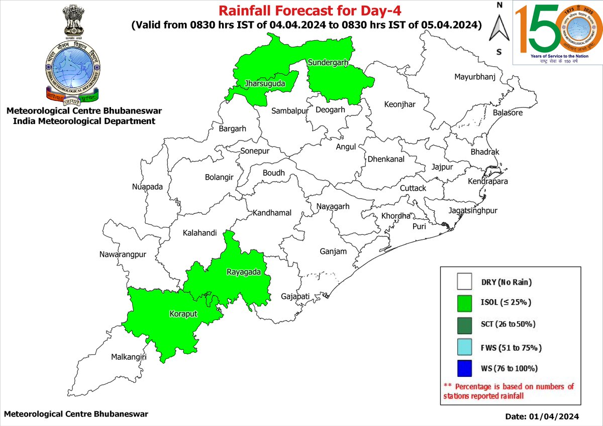 mcbbsr's tweet photo. #Rainfall Forecast for Day-4  to Day-7 :- 
Day-1 to Day- 3: DRY https://t.co/B8v1yevRzM