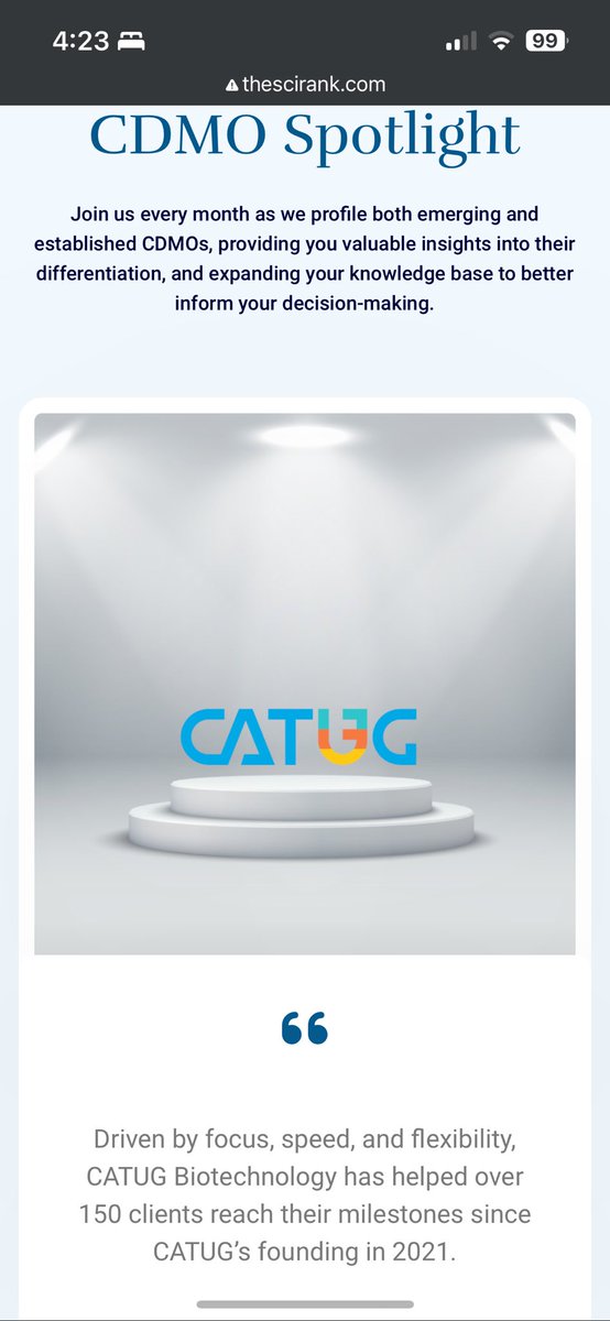 theSciRank's tweet photo. Join us every month as we profile both emerging and established CDMOs, providing you valuable insights into their differentiation, and expanding your knowledge base to better inform your decision-making.  This month we spotlight CATUG.  

https://t.co/tsOhmuUyfk https://t.co/o13jFkU1RW