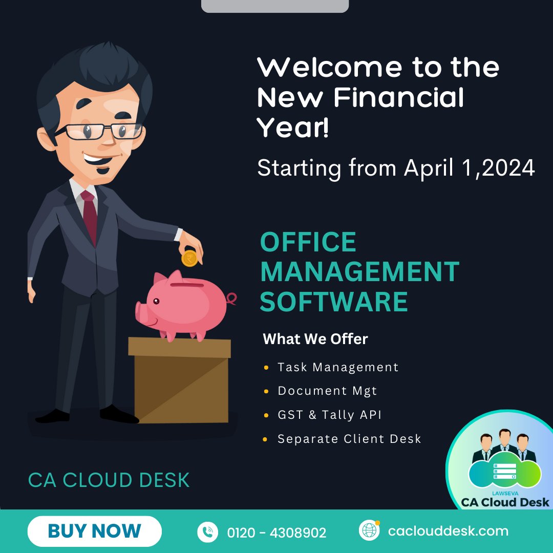 caclouddesk's tweet image. Kickstart the Financial New Year with streamlined operations and unmatched efficiency! Discover CA Cloud Desk&apos;s robust Office Management Software designed for tax professionals.Visit caclouddesk.com #CAsoftware #OfficeManagement #TaxProfessionals #NEWFY2024 🚀