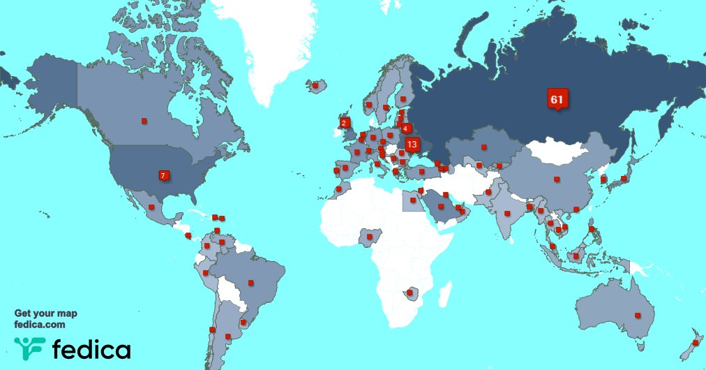 I have 9 new followers from Ukraine 🇺🇦, and more last week. See fedica.com/!mchemro