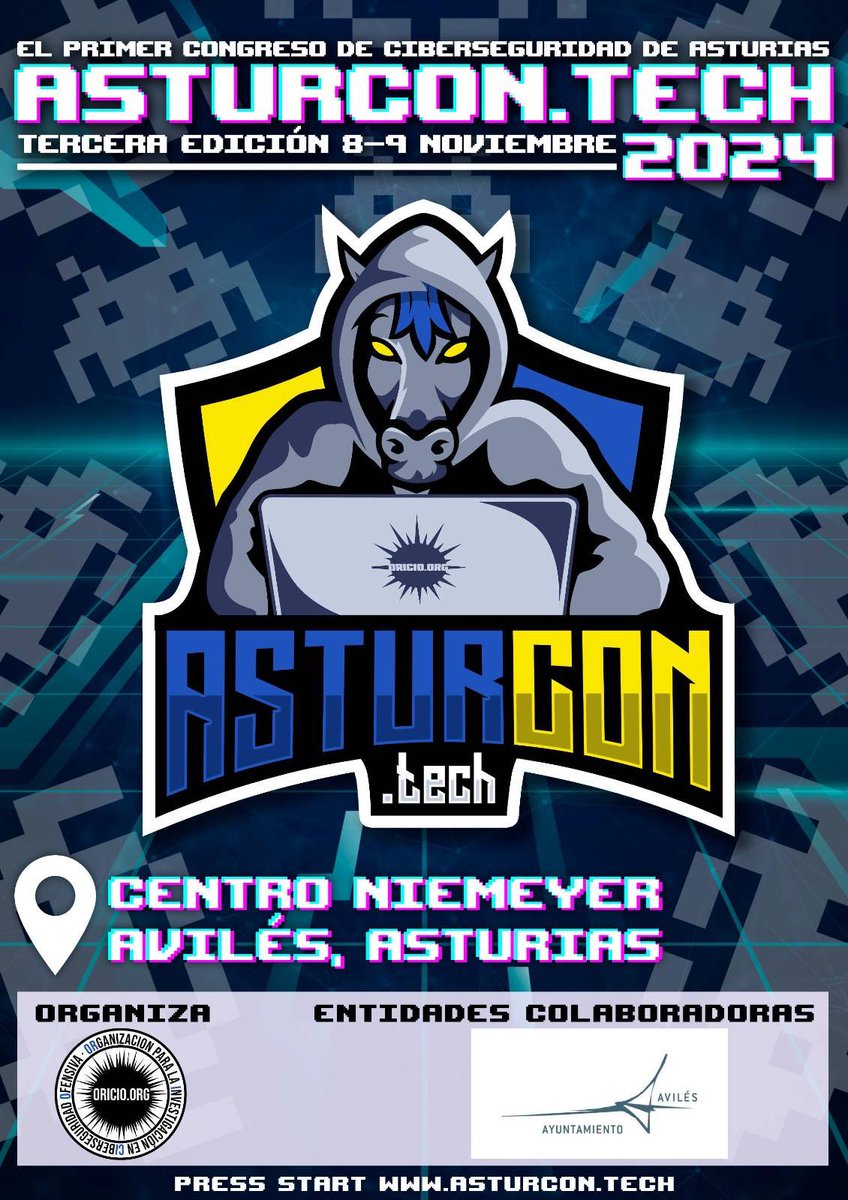 AsturCONtech's tweet image. 🚨 VUELVE por fin vuestro congreso favorito y cada día el de más gente, TERCERA EDICIÓN DE #AsturCONTech24🛡️🧑🏻‍💻⚔️ ! 🚨

🗓️ Se llevará a cabo los días 8 y 9 de Noviembre.
📍En el Centro Niemeyer de Avilés.

Próximamente más detalles... 🔜

#cybersecurity #hacking #infosec