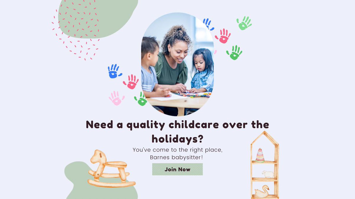 Looking for a reliable childcare service? Barnes babysitters have got you covered! Our childcare providers include teachers, nurses, OFSTED childminders, and more! All our babysitters have an up-to-date DBS check, paediatric first aid training, and at least 3 years of experience.