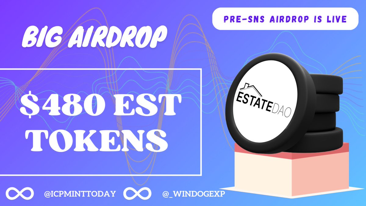 ICPMintToday's tweet photo. To Celebrate The Collab With $EST Giveaway to Our Community👥

🏆 480$ EST Tokens (10 winners)

To Enter 🛸

1⃣ Follow @ICPMintToday  &amp; @EstateDAO_ICP

2⃣ Like, RT 📌

3⃣ Comment Your PID

#Giveaway #ICP #DFINITY #Airdrop #Airdrops #Giveaways #ICPArmy $ICP #Crypto #icpeople #SNS https://t.co/6YESZg6F1z