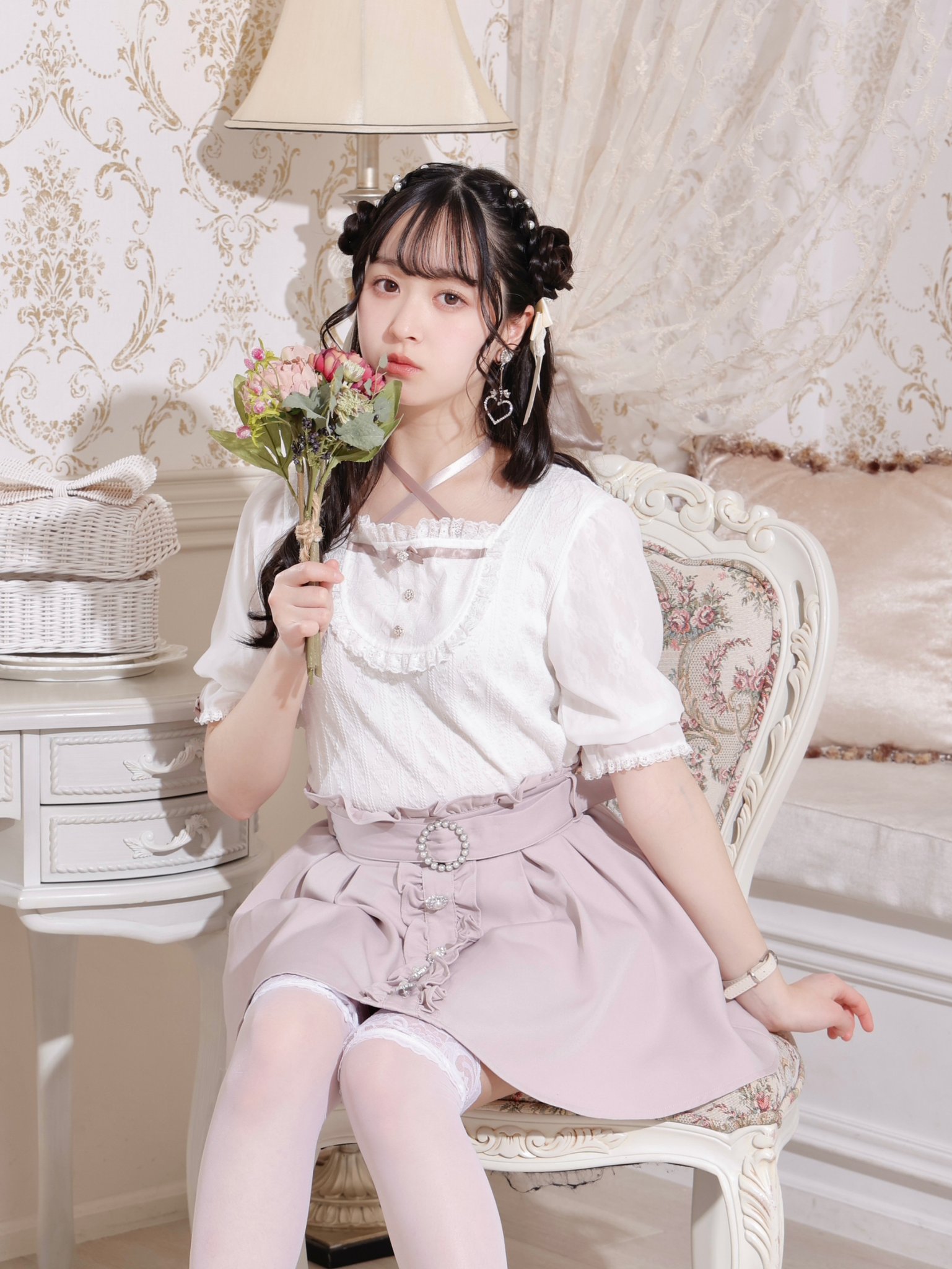 NOEMIE お嬢さんバックレースアップチョーカーネックカットソー ブラック 黒 NOEMIE｜お嬢さんバックレースアップチョーカーネックカットソー