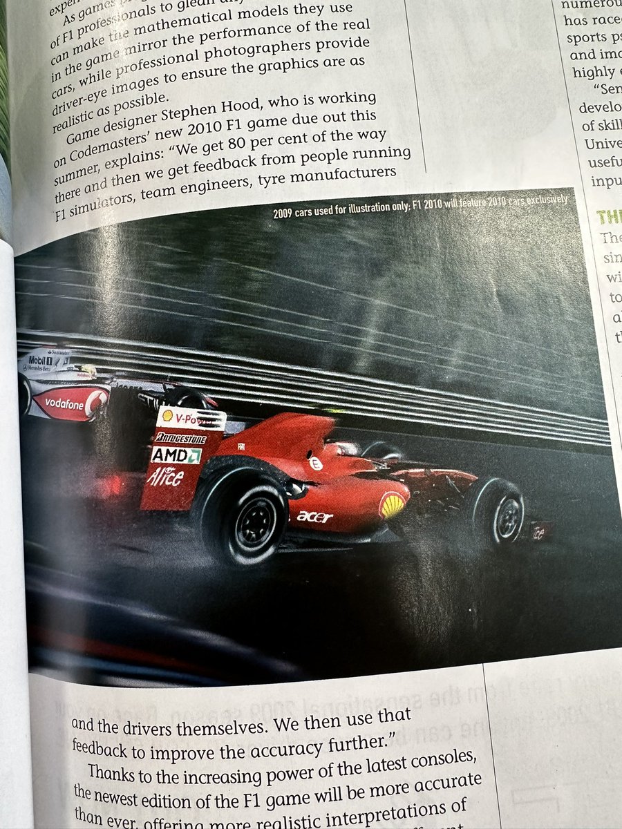 Idk if this is lost media or is interesting, but there was at one time a build of @EASPORTSF1 2010 that included the 2009 cars. They weren’t kept for the release, but it would’ve been awesome if they had them as an option to race. Source: 2010 Australian F1 Grand Prix Program.