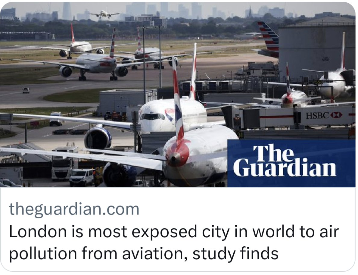 😷 We know the cost that dangerous #AirPollution has on our health - and on our NHS. ✈️ The flights from #London's six airports expose Londoners to 3.23 MILLION cars’ worth of emissions. 🥀 But London's Labour mayor has failed to do what it takes to tackle this.