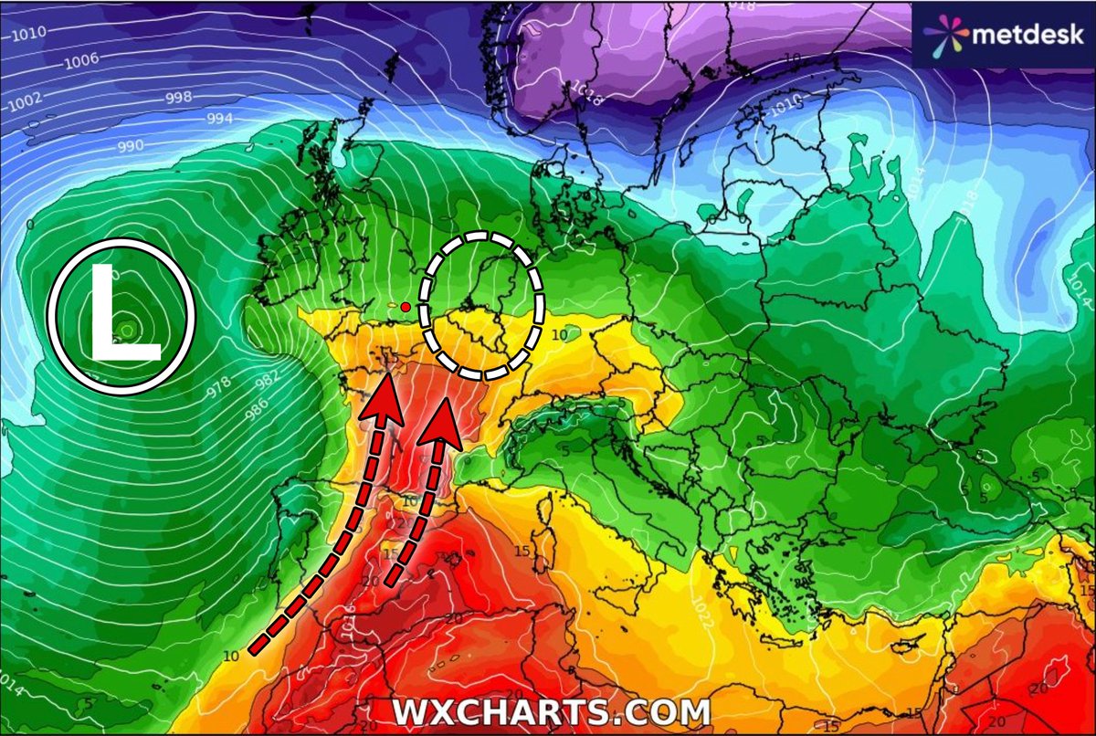 NoodweerBenelux's tweet image. Goedemorgen! Interessante #weerkaarten voor de liefhebbers van warmer weer! Komend #weekend hinten diverse weercomputers op een opstuw van subtropische lucht uit het Z van Europa. Dat zou voor kwikstanden tot 20°C en meer kunnen zorgen. Straks een nieuwe #weerupdate op ons